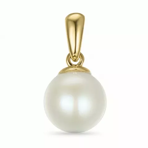 7 mm elfenben hvit perle anheng i 14 karat gull