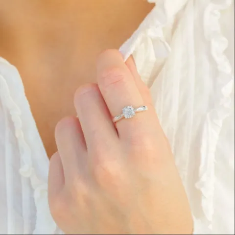 zirkon solitairering i sølv