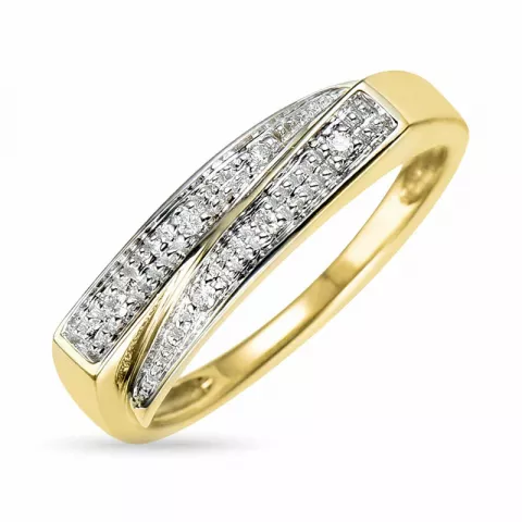 abstrakt diamant ring i 9 karat gull og hvitt gull 0,03 ct