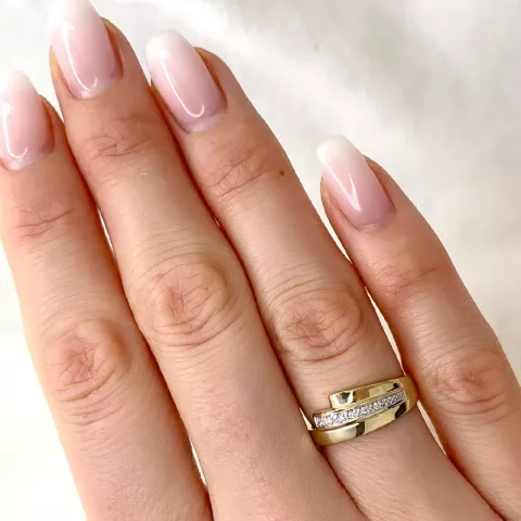 Elegant abstrakt diamant ring i 9 karat gull og hvitt gull 0,03 ct