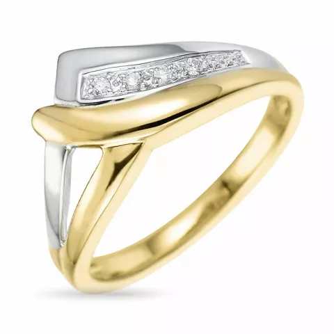 abstrakt diamant ring i 9 karat gull og hvitt gull 0,03 ct