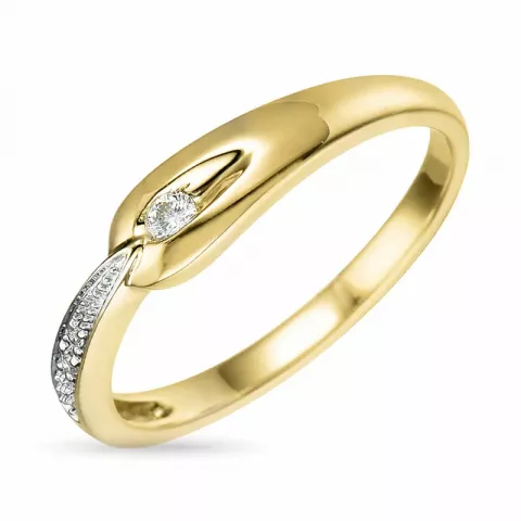ekte abstrakt diamant ring i 9 karat gull og hvitt gull 0,05 ct