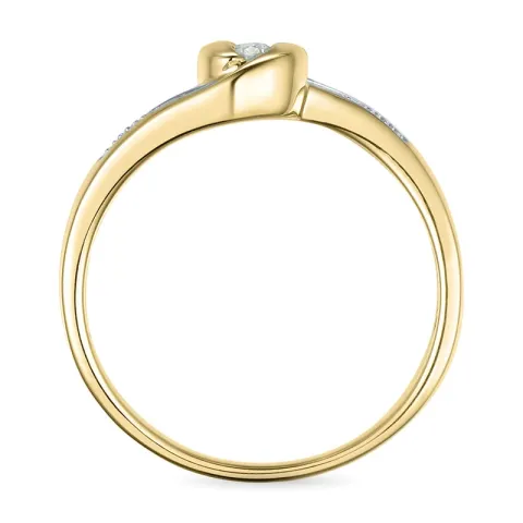 abstrakt diamantring i 9 karat gull og hvitt gull 0,05 ct