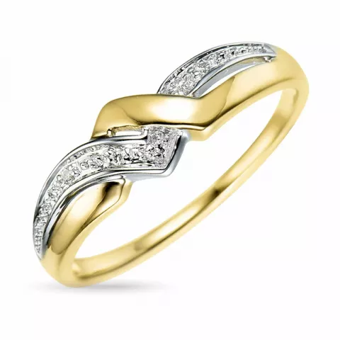 abstrakt diamant ring i 9 karat gull og hvitt gull 0,01 ct