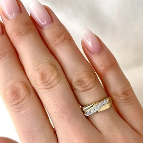 kolleksjonsprøve abstrakt diamant ring i 9 karat gull og hvitt gull 0,05 ct