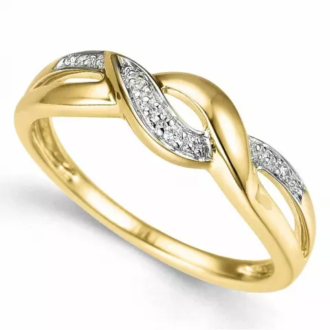 Elegant abstrakt diamant ring i 9 karat gull og hvitt gull 0,02 ct