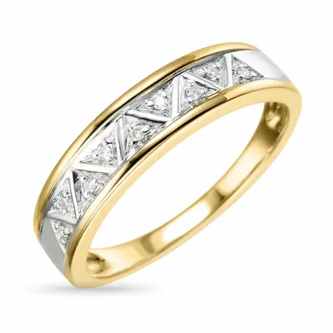 abstrakt diamant ring i 9 karat gull og hvitt gull 0,04 ct