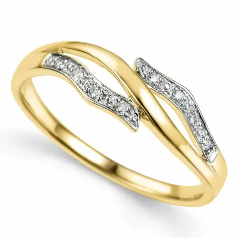 abstrakt diamant ring i 9 karat gull og hvitt gull 0,04 ct