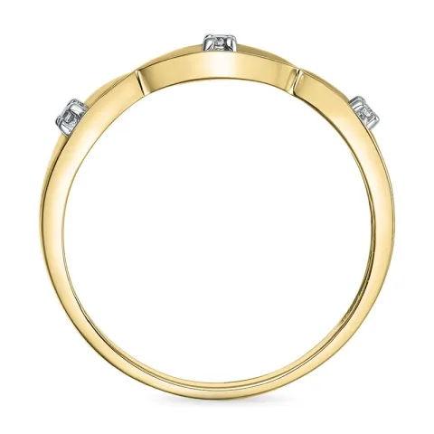 abstrakt diamant ring i 9 karat gull og hvitt gull 0,02 ct