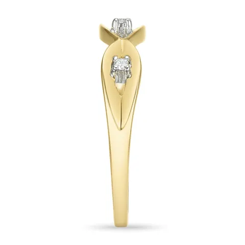 abstrakt diamant ring i 9 karat gull og hvitt gull 0,02 ct