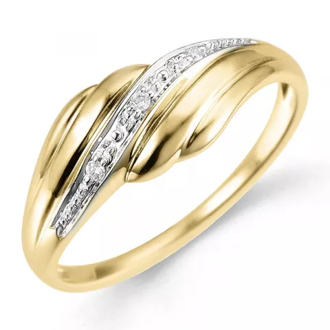 Enkel abstrakt diamant ring i 9 karat gull og hvitt gull 0,02 ct