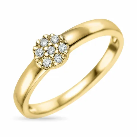 blomst ring i 9 karat gull 0,07 ct