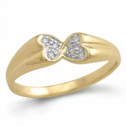 hjerte diamant ring i 9 karat gull og hvitt gull 0,04 ct