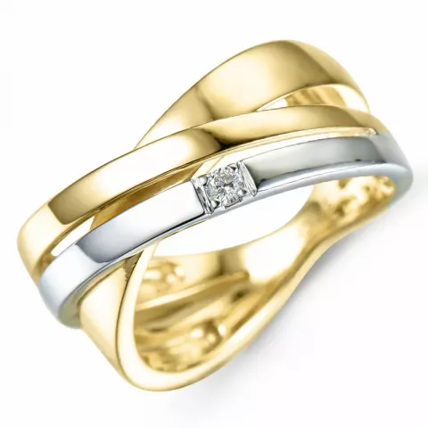 kolleksjonsprøve diamant gull ring i 9 karat gull og hvitt gull 0,03 ct