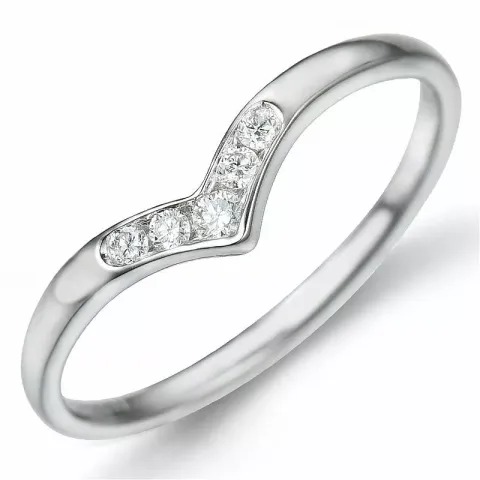 V diamant ring i 9 karat hvitt gull 0,09 ct