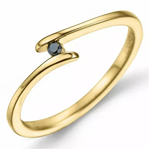 svart diamant ring i 9 karat gull 0,02 ct