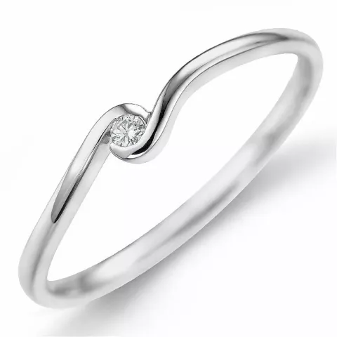 diamant ring i 9 karat hvitt gull 0,02 ct