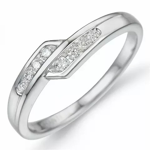 Diamant ring i 9 karat hvitt gull 0,13 ct