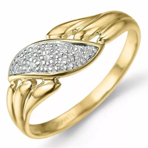 Abstrakt diamant ring i 9 karat gull og hvitt gull 0,04 ct