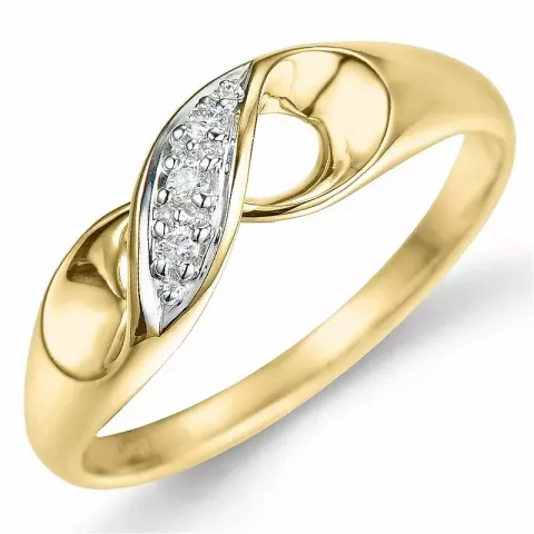 diamant ring i 9 karat gull og hvitt gull 0,03 ct