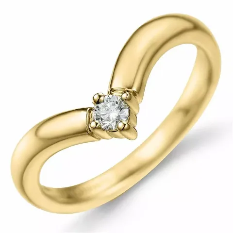 V diamant ring i 9 karat gull 0,08 ct