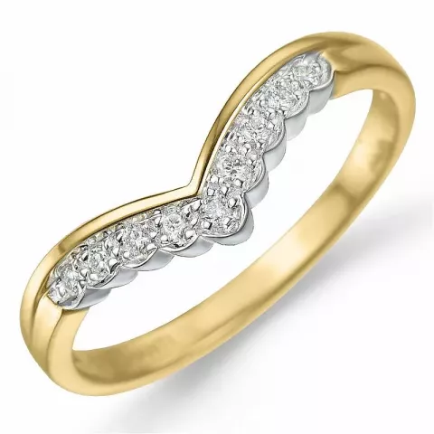 V diamant ring i 9 karat gull og hvitt gull 0,09 ct