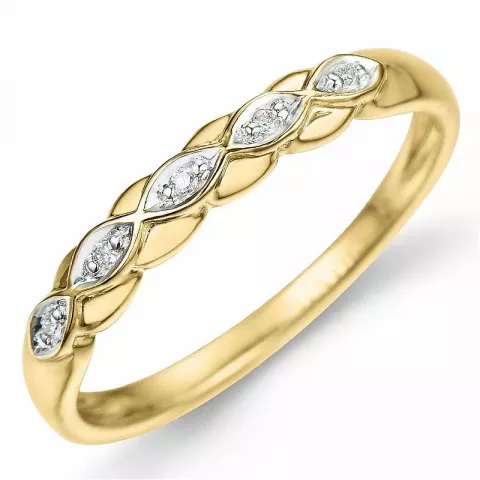 Diamant ring i 9 karat gull og hvitt gull 0,02 ct