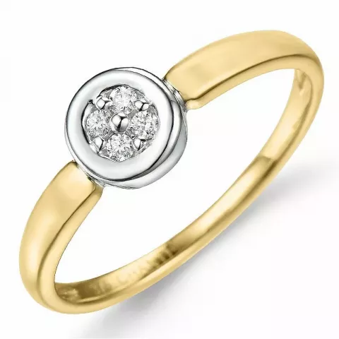 Diamant ring i 9 karat gull og hvitt gull 0,06 ct