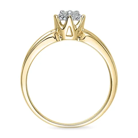 blomst diamant ring i 9 karat gull og hvitt gull 0,08 ct