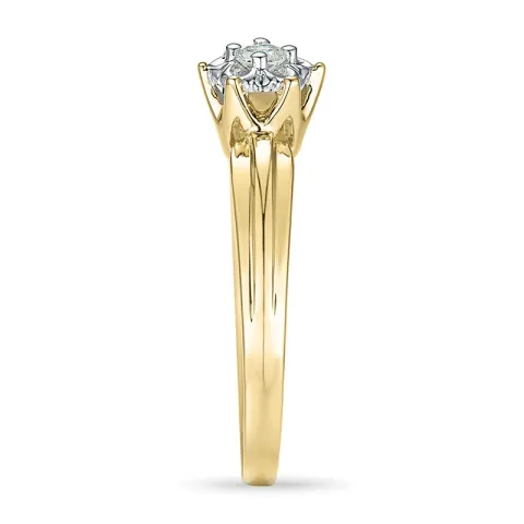blomst diamant ring i 9 karat gull og hvitt gull 0,08 ct