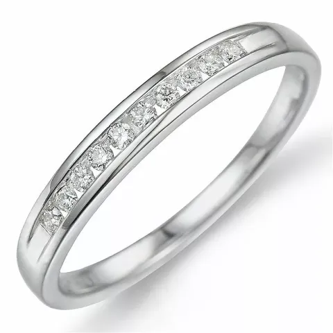 diamant ring i 9 karat hvitt gull 0,10 ct