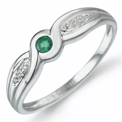 smaragd ring i 9 karat hvitt gull 0,01 ct 0,09 ct