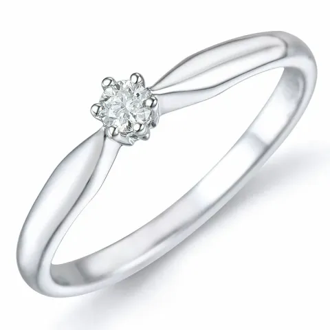 Diamant solitairering i 9 karat hvitt gull 0,08 ct