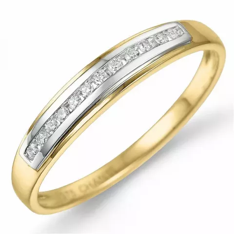 Diamant ring i 9 karat gull og hvitt gull 0,08 ct