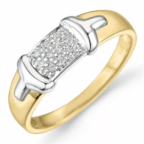 Diamant ring i 9 karat gull og hvitt gull 0,05 ct