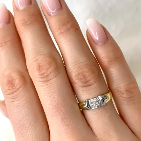 Diamant ring i 9 karat gull og hvitt gull 0,05 ct