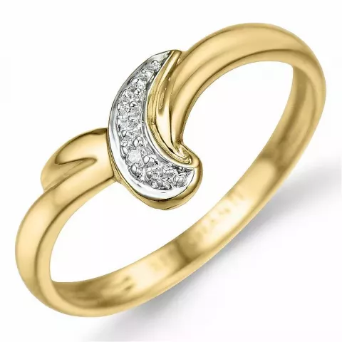 abstrakt diamant ring i 9 karat gull og hvitt gull 0,005 ct