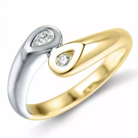 Diamant ring i 9 karat gull og hvitt gull 0,06 ct
