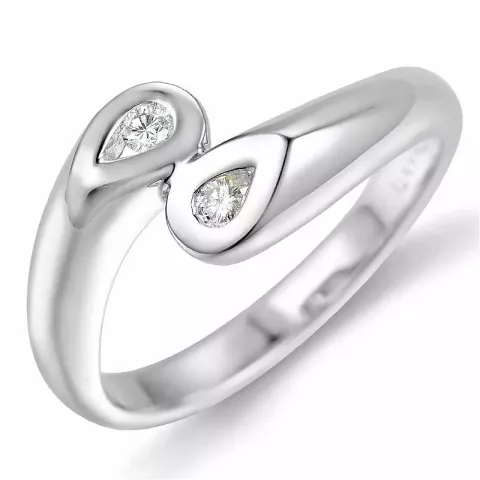 Diamantring i 9 karat hvitt gull 0,06 ct