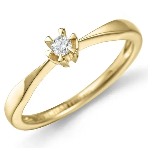 0,05 ct diamant solitairering i 9 karat gull 0,05 ct