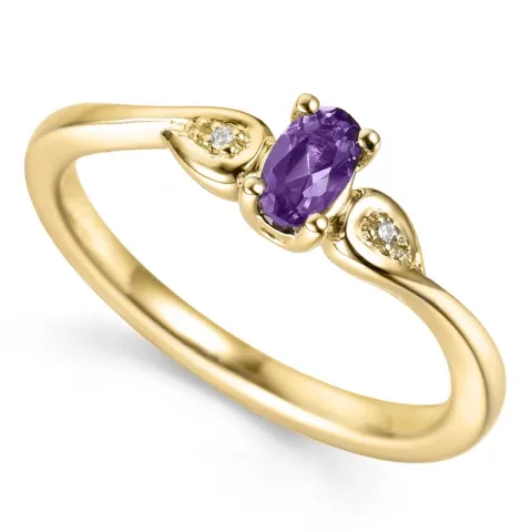 ametyst diamantring i 9 karat gull 0,008 ct 0,25 ct