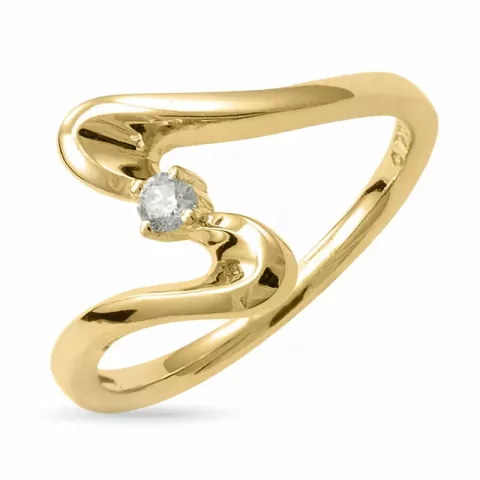 Elegant abstrakt diamant ring i 9 karat gull 0,05 ct
