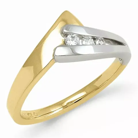 diamant ring i 9 karat gull og hvitt gull 0,10 ct