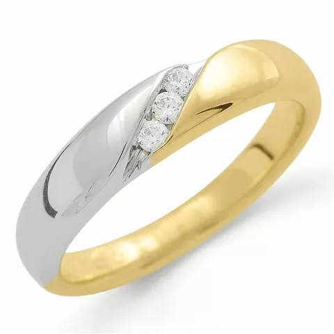 diamant ring i 9 karat gull og hvitt gull 0,08 ct