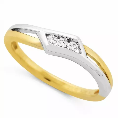 abstrakt diamant ring i 9 karat gull og hvitt gull 0,06 ct