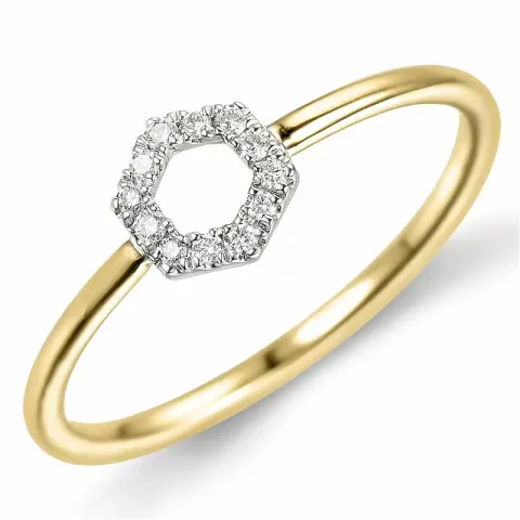rund diamantring i 9 karat gull og hvitt gull 0,06 ct