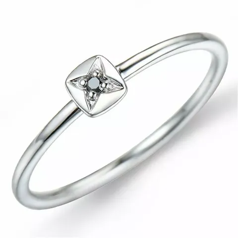 Svart diamant ring i 9 karat hvitt gull 0,01 ct