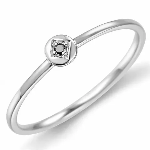 Svart diamant ring i 9 karat hvitt gull 0,01 ct