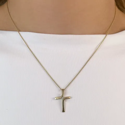 kors diamantanheng i 9 karat gull 0,03 ct  ct