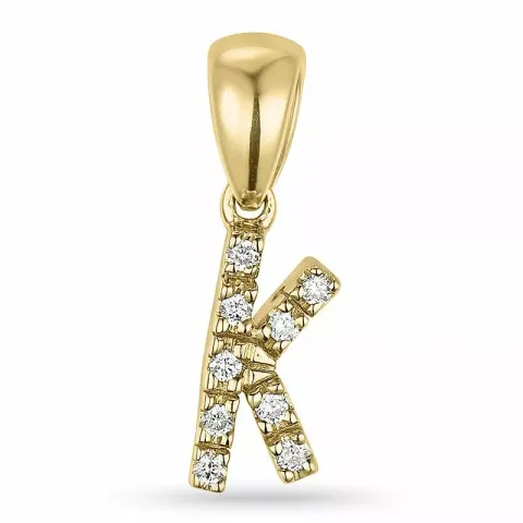 Bokstav k diamant anheng i 9 karat gull 0,06 ct